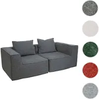 Mendler Canapé 2 places/accessoires pour canapé HWC-O54, canapé 2 places Canapé lounge, modulaire Tissu/textile (300 g/m²) 63 x 194 x 97 cm gris foncé