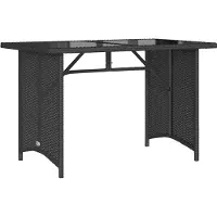 vidaXL Table de jardin avec plateau en verre noir 110x68x70 cm Poly rotin