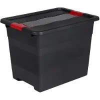 Keeeper Boîte de rangement "Box Solido", 24 litres, graphite/rouge avec couvercle, couvercle avec serrure (24 l, 39.50 x 29.50 x 30 cm)