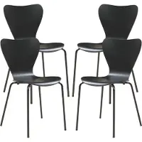 En.casa Chaise de salle à manger 'Essunga' set de 4 bois métal 80 x 48 x 46 cm noir