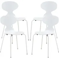 En.casa Chaise de salle à manger 'Kil' lot de 4 chaises de cuisine 80 x 47 x 48 cm bois structure métal blanc
