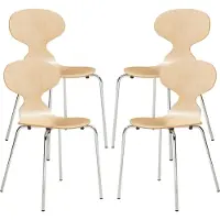 En.casa Chaise de salle à manger 'Kil' set de 4 chaises de cuisine 80 x 47 x 48 cm bois châssis métallique couleurs bois/chrome