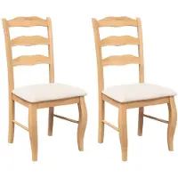 vidaXL Chaises de salle à manger avec coussins 2 pcs. Nature bois massif hévéa