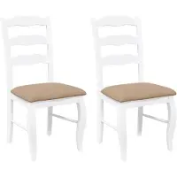vidaXL Chaises de salle à manger avec coussins 2 pcs. Blanc Bois massif Hévéa
