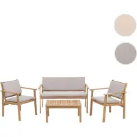 Mendler Ensemble De Jardin Hwc-O19, Lounge-Set Banc Fauteuil Table, Bois Acacia Mvg Tissu/Textile (180g/M²) Coussin Gris