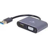 Gembird A-USB3-HDMIVGA-01 Adaptateur graphique USB 3840 x 2160 pixels Gris