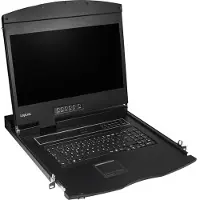 Logilink Console KVM avec écran 19", HDMI, Full HD, USB-A, PS/2, QWERTZ, Commutateur KVM, Noir