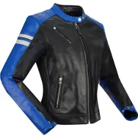 Segura Veste en cuir Romeo pour femme, noir/bleu/blanc, 48