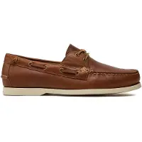 Ralph Lauren pour homme. 803932996002 Chaussures de bateau en cuir Merton avec blocs bruns (45), Beige, Plat, Lacets, Casuel