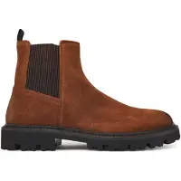 BOSS pour homme. 50552572 Bottines Chelsea en cuir marron Julyo (42), Plat, Aucun, Classique