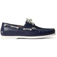 Ralph Lauren pour homme. 803932995001 Chaussures de bateau en cuir Merton navy (45), Plat, Lacets, Casuel, Marine