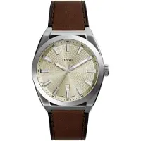Fossil Montre à affichage analogique 'Everett' ivoire / marron / argent