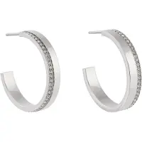 Calvin Klein Boucles d'oreilles élégantes en acier avec cristaux Minimal Linear 35000163, (Acier inoxydable)