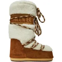 Moon Boot pour femme. 80D1402610 Bottes en cuir LAB69 Crème avec peau de mouton marron (35/38), Lacets, Casuel, Neige