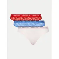 Tommy Hilfiger Femmes, Sous-vêtements, Bikini femme en pack de 3, Bleu, Multicolore, Pink, Rouge, (Lot de 3, XS)
