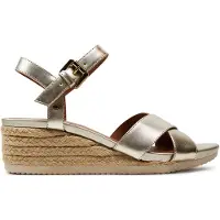 Geox Ischia Corda Esparto Wedge Sandals Doré EU 40 Femme