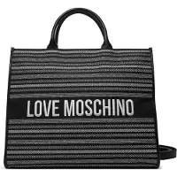 Love Moschino Femmes, Sac à main, Sac à main en toile et similicuir, Noir