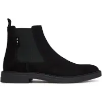 BOSS pour homme. 50552528 Bottines en cuir Calev noires (46), Plat, Aucun, Casuel