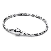 Pandora Bracelet chaîne à fermoir rond et aile, (18 cm, Argent, Argent massif)