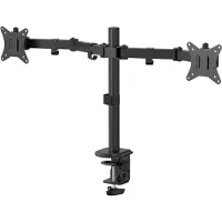 ESTUFF Bureau à double écran de bureau (Tables, 32", 8 kg), Support de moniteur, Noir