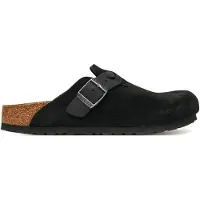 Birkenstock pour femme. 1030497 Sabots en Cuir Boston Braided (Coupe Étroite) noir (38), Plat, Aucun, Casuel