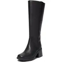 Timberland pour femme. TB0A43M8W021 Bottes hautes Bellevaux en cuir noir (38 W), Plat, Fermeture éclair, Casuel