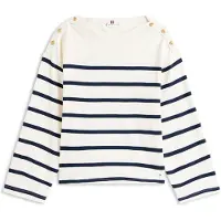 Tommy Hilfiger T-shirt LWK GOLD BUTTON BOAT-NK LS TEE femmes - Blanc - EU XS