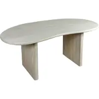 FineBuy Table à manger design 180 cm en bois massif de manguier blanchi - Table de salle à manger massive blanche - Table en bois en forme de rein, style rétro organique, table de salle à manger