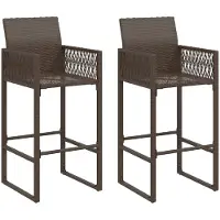 vidaXL Tabouret de bar de jardin 2 pcs. poly rotin marron