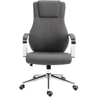 SVITA MELLOW Chaise de bureau Fauteuil de direction Accoudoirs chromés de haute qualité Tissu gris foncé Réglage en hauteur