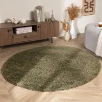 NATURL. Tapis rond à poils longs – Wish Vert | Ø 230cm | Rond | Pile haute