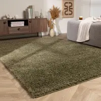 NATURL. Tapis à poils longs – Wish Vert | 200x290cm | Rectangulaire | Pile haute