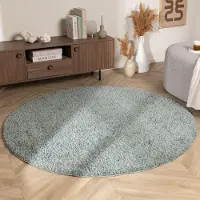 NATURL. Tapis rond à poils longs – Wish Bleu/Vert | Ø 140cm | Rond | Pile haute