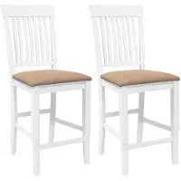vidaXL Tabouret de bar avec coussin 2 pcs. Blanc Bois massif Hévéa