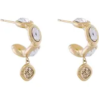 GUESS Boucles D'oreilles Créoles Guess - Design À Maillons Organiques Avec Cristaux Ovales Et Charm Logo "4g" Doré