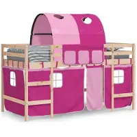 vidaXL Lit surélevé pour enfants avec tunnel rose 80x200 cm pin massif