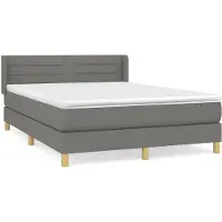 Syfax Sommier à lattes de lit avec matelas Gris foncé 140x200cm Tissu