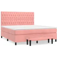 vidaXL Lit boxspring avec matelas rose 180x200 cm velours