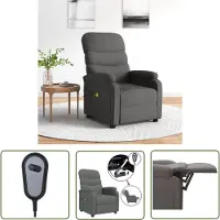 The Living Store Fauteuil de massage électrique Tissu gris foncé