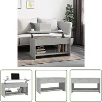 The Living Store Table basse gris béton 102x50x52,5 cm Bois composite