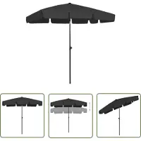 The Living Store Parasol de plage noir 200x125 cm