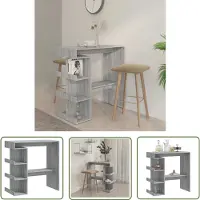 The Living Store Table de bar avec étagère Gris Sonoma 100x50x101,5 cm