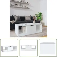 The Living Store Table basse blanche 102x50x36 cm bois composite