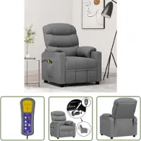 The Living Store Fauteuil de massage électrique Gris clair Tissu