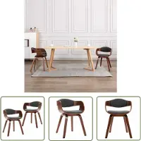 The Living Store Chaises de salle à manger 2 pcs. Bois courbé et tissu gris