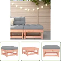 The Living Store Tabouret de jardin avec coussin Bois massif Douglas