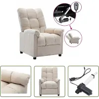 The Living Store Fauteuil relax électrique Crème Tissu