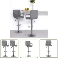 The Living Store Tabouret de bar 2 pcs. Simili cuir gris