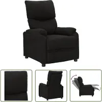 The Living Store Fauteuil relax noir tissu