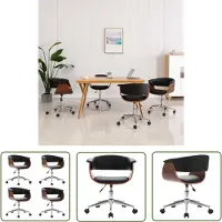 The Living Store Chaise de salle à manger pivotante 4 pcs noir similicuir